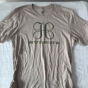 Hudson Jeans Tan T-Shirt with Green Logo